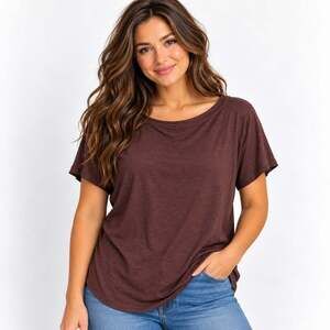 Universal Standard Dolci Short Sleeve Top Raisin Large Nwt New T36